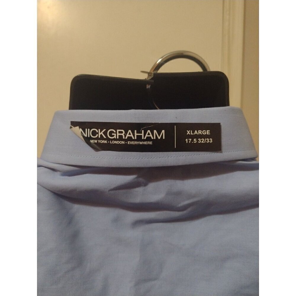 New NWT Nick Graham Men's Blue Modern-Fit Dress Button Shirt Size XL 17.5 32-33 - Picture 8 of 12